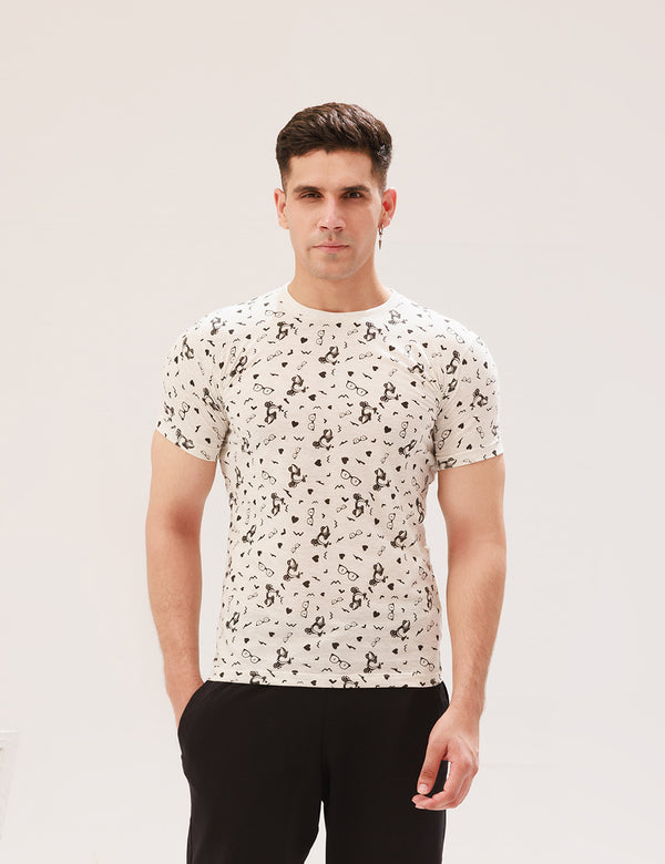 GREY ALL-OVER PRINTED T-SHIRT