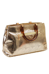 Metallic Gold Croc Tote