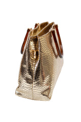 Metallic Gold Croc Tote