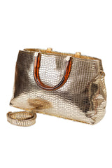 Metallic Gold Croc Tote