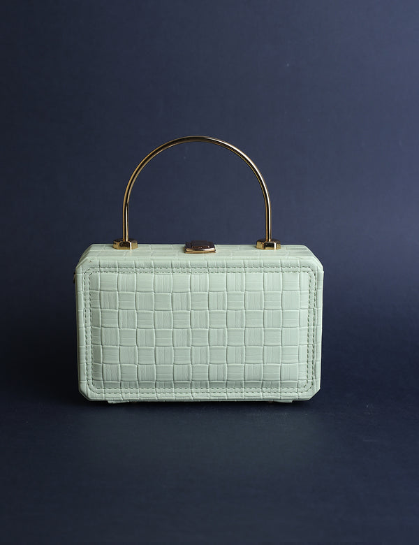 Elegant Croc-Embossed Clutch Pistachio