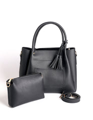 Soft Ivory Tote Black (2 Piece)