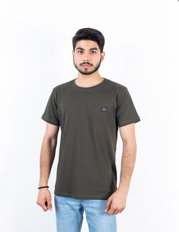 Basic Military Green Crew Neck T-Shirt