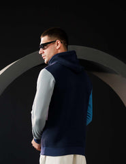 Navy Blue Colorblock Hoodie