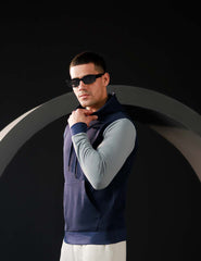 Navy Blue Colorblock Hoodie