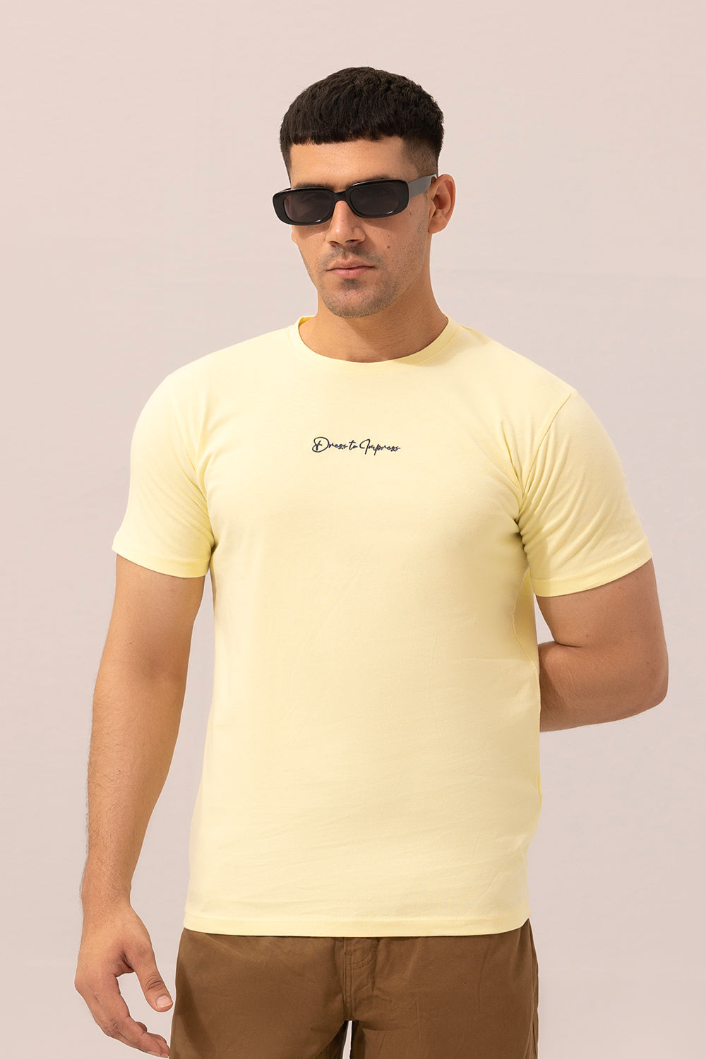 BASIC YELLOW CREW NECK T-SHIRT