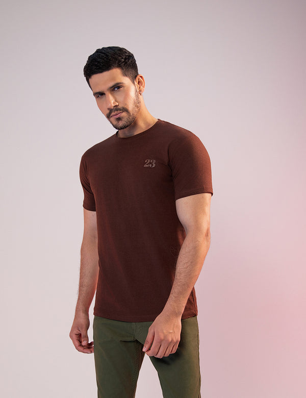 Basic Chocolate Brown Crew Neck T-Shirt