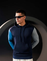 Navy Blue Colorblock Hoodie