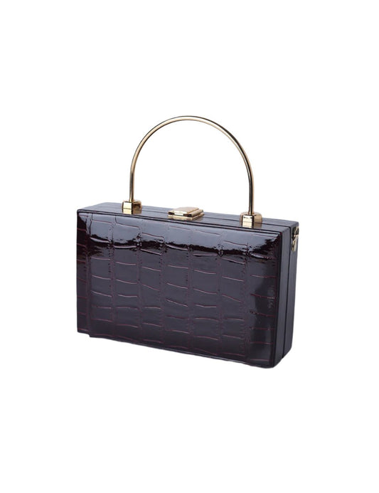 Elegance Croc-Embossed Espresso Clutch