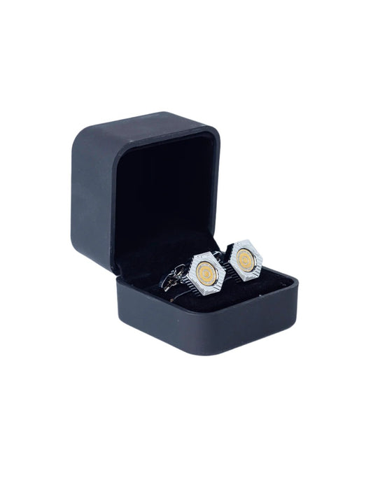 Hexagonal Cufflinks with Gold Accents