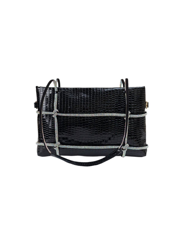 Diamond Croc Black Bag