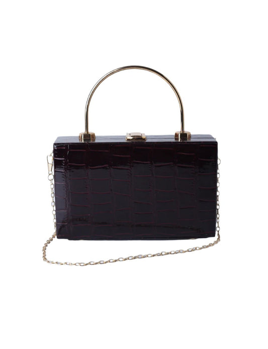 Elegance Croc-Embossed Espresso Clutch