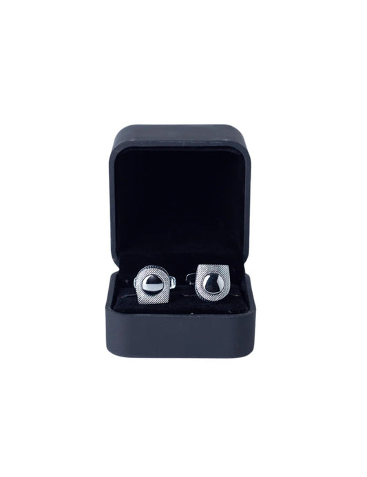 Silver-Toned Cufflinks with Pearl Accents