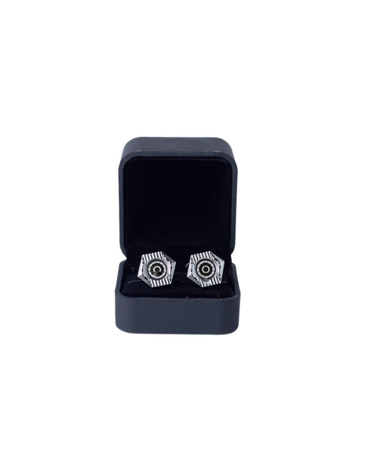 Hexagonal Cufflinks with Gold Accents