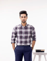 Mauve & White Glen Plaid Casual Shirt