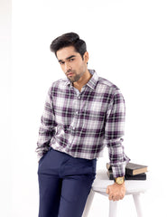 Mauve & White Glen Plaid Casual Shirt