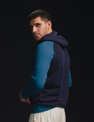 Two-Tone Navy and Teal Hoodie