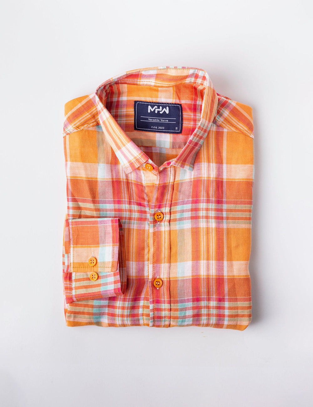 Orange Tartan Plaid Checkered  Shirt