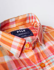 Orange Tartan Plaid Checkered  Shirt