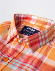 Orange Tartan Plaid Checkered  Shirt