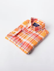 Orange Tartan Plaid Checkered  Shirt