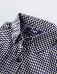 Navy Blue Gingham Casual Shirt