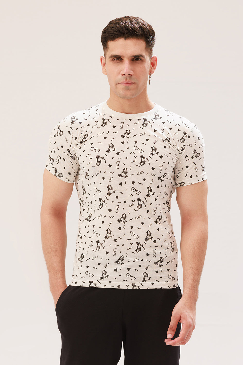 GREY ALL-OVER PRINTED T-SHIRT