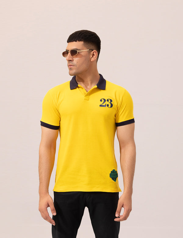 YELLOW CONTRAST COLLAR POLO SHIRT