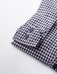 Navy Blue Gingham Casual Shirt