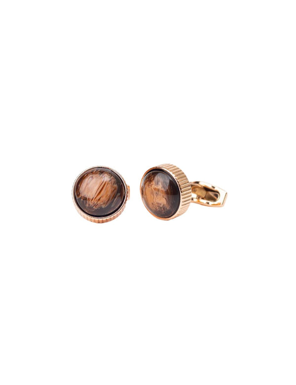 Elegant Gold Cufflinks with Black Stone