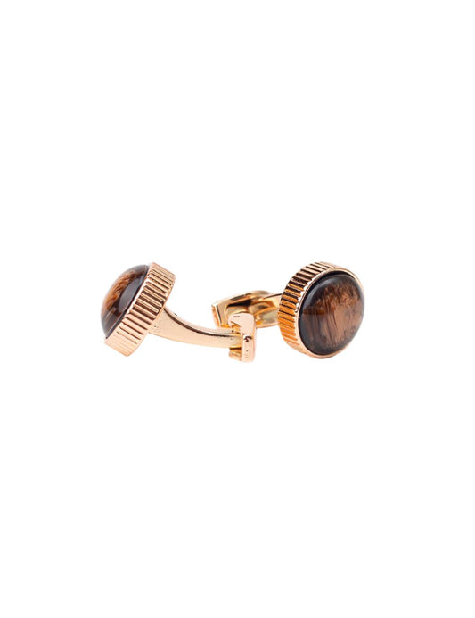 Elegant Gold Cufflinks with Black Stone