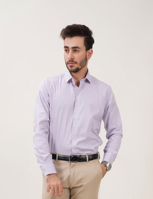 Authentic White and Purple Check Shirt for Men