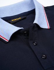 Navy Blue Contrast Tipping Polo Shirt