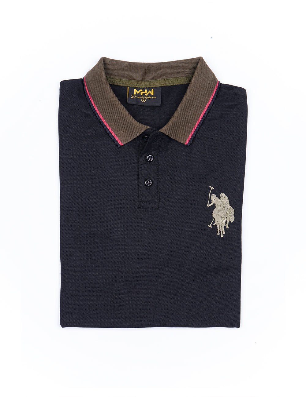 Black Contrast Tipping Polo Women Shirt