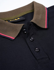 Black Contrast Tipping Polo Shirt