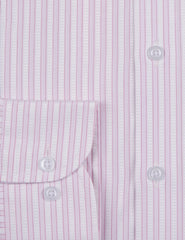 White & Pink Striped Dress Shirts with Self-Design