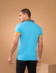 Turquoise Contrast Collar Polo Shirt