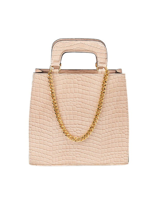 Nude Croc Embossed Bag