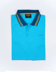 Turquoise Contrast Collar Polo Shirt