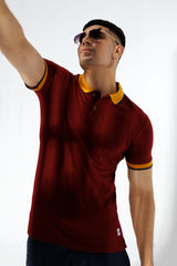 Rust Polo Shirt with Tipped Collar