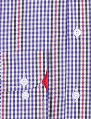 Blue & White Check Shirt with Red Stripes for Men