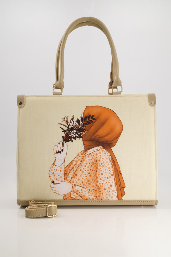Floral Beige Handbag