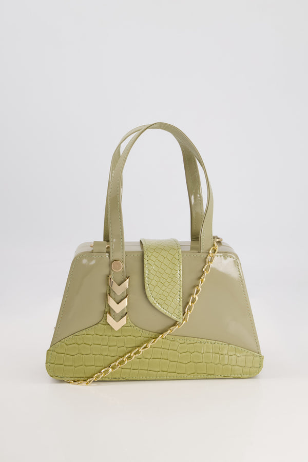 Olive Croc-Embossed Handbag