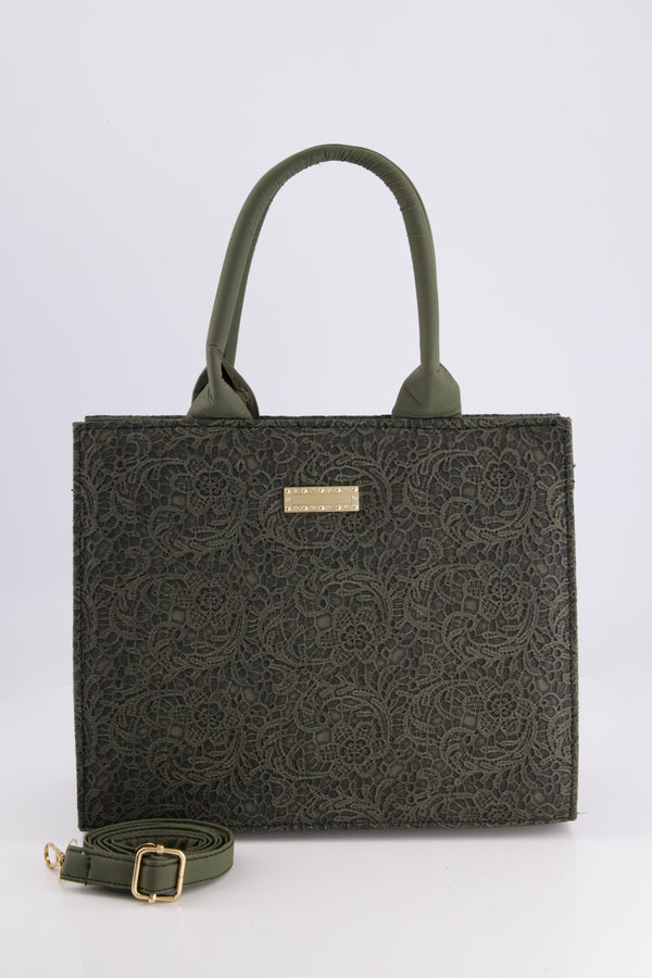Lace Overlay Handbag