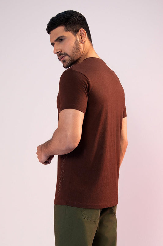 Basic Chocolate Brown Crew Neck T-Shirt - MHW Clothing