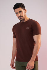 Basic Chocolate Brown Crew Neck T-Shirt - MHW Clothing