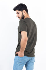 Basic Military Green Crew Neck T-Shirt - MHW Clothing