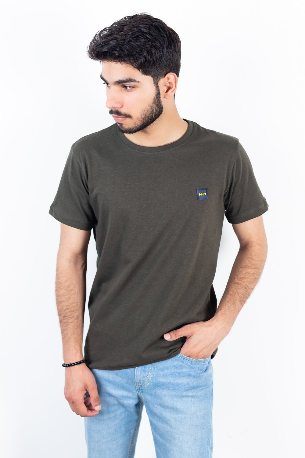 Basic Military Green Crew Neck T-Shirt - MHW Clothing