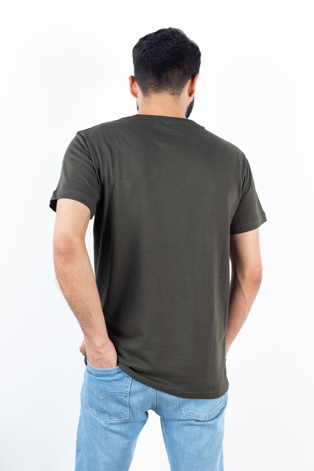 Basic Military Green Crew Neck T-Shirt - MHW Clothing