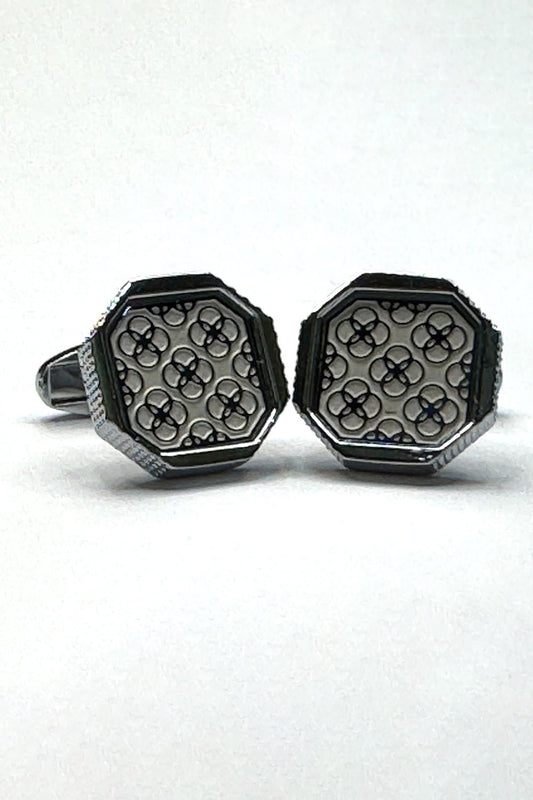 Knighthood Silver Octagon Cufflinks - MHW Clothing